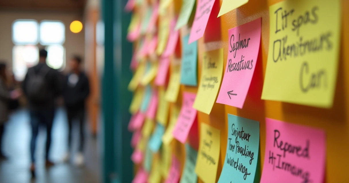 Mural de mensagens positivas coladas em parede