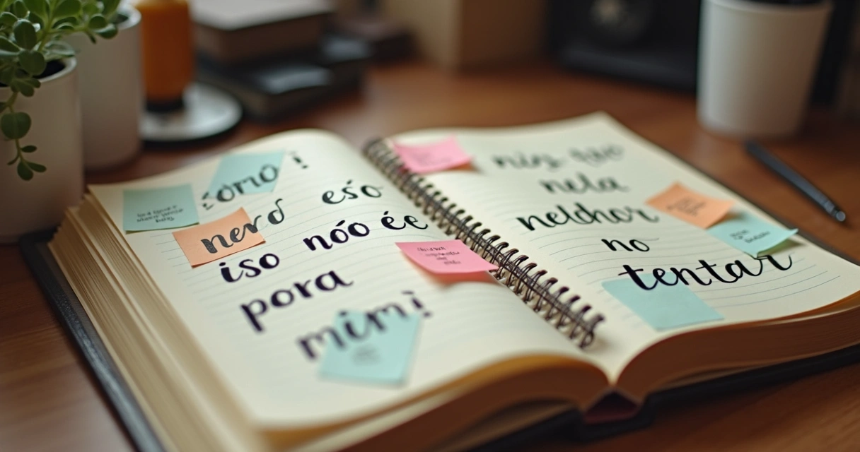 Painel mental com post-its de pensamentos limitantes 