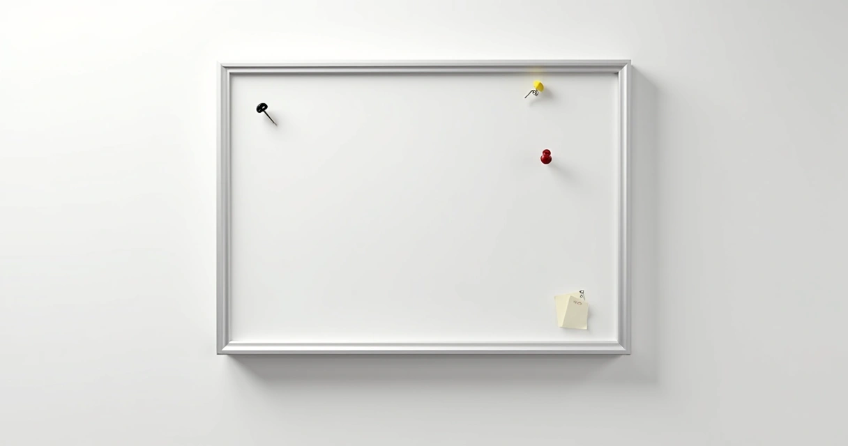 Quadro de avisos corporativo vazio, sem metas nem indicadores 