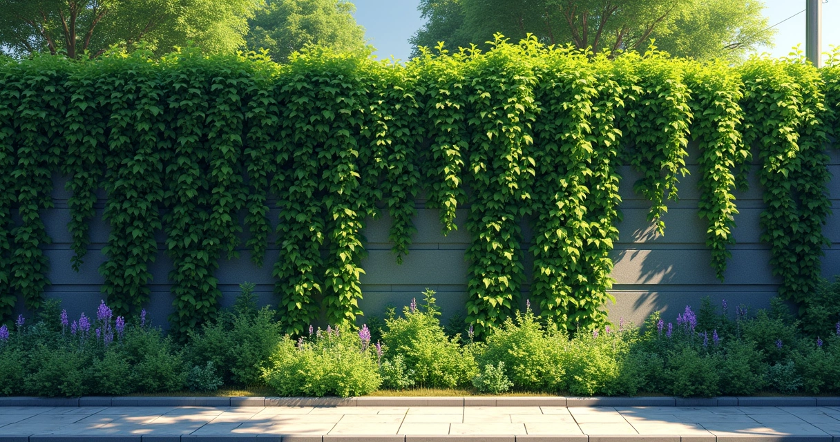 Planta trepadeira cobrindo muro urbano 