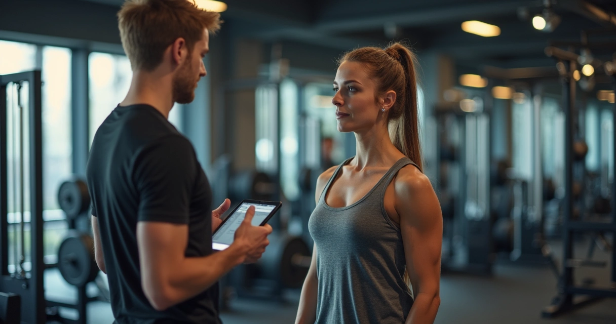 Pessoa praticando musculação com acompanhamento profissional 
