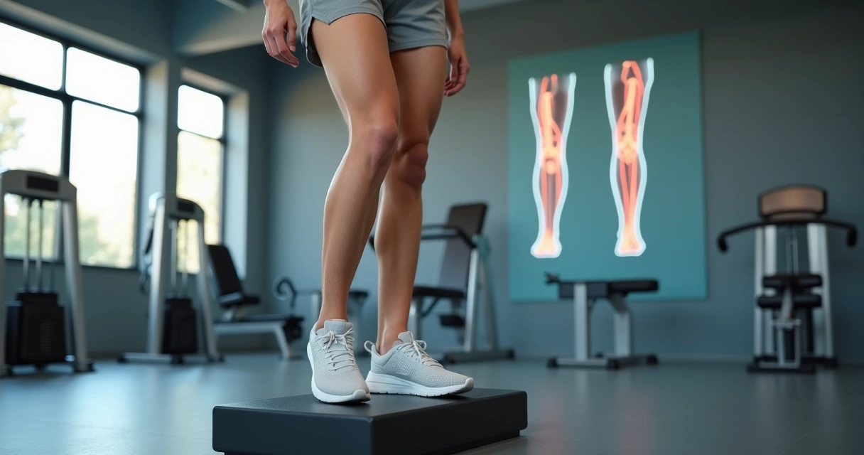 Pessoa fazendo elevação de panturrilha na academia focando na circulação das pernas 