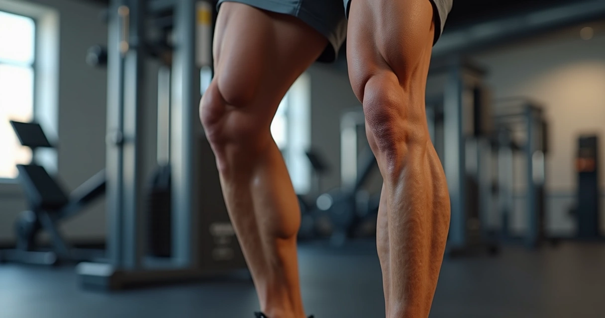 Pessoa realizando elevação de panturrilha em academia