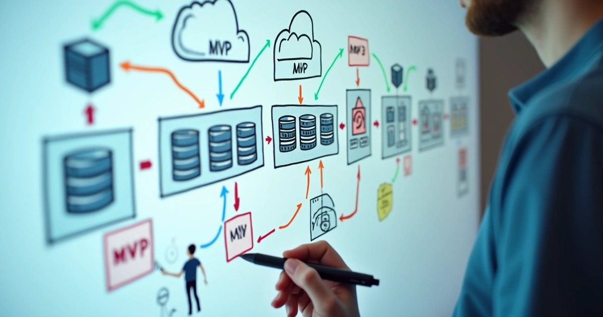 Diagram showing cloud infrastructure scaling for MVP app