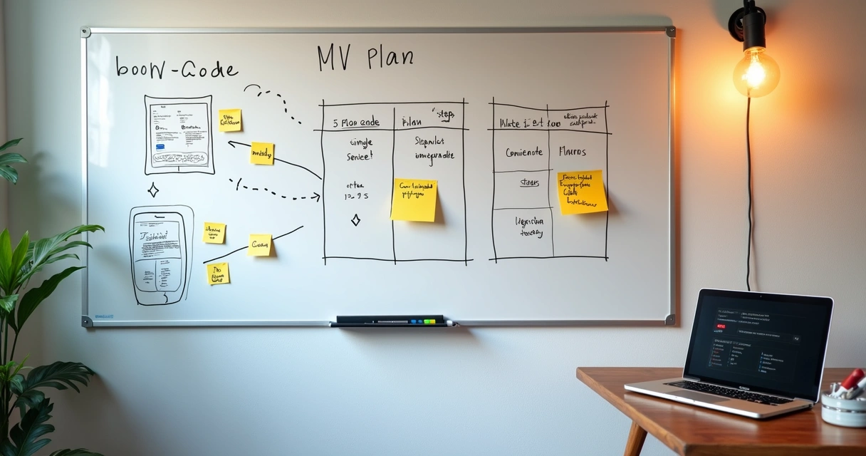 Fluxo de MVP em quadro branco 