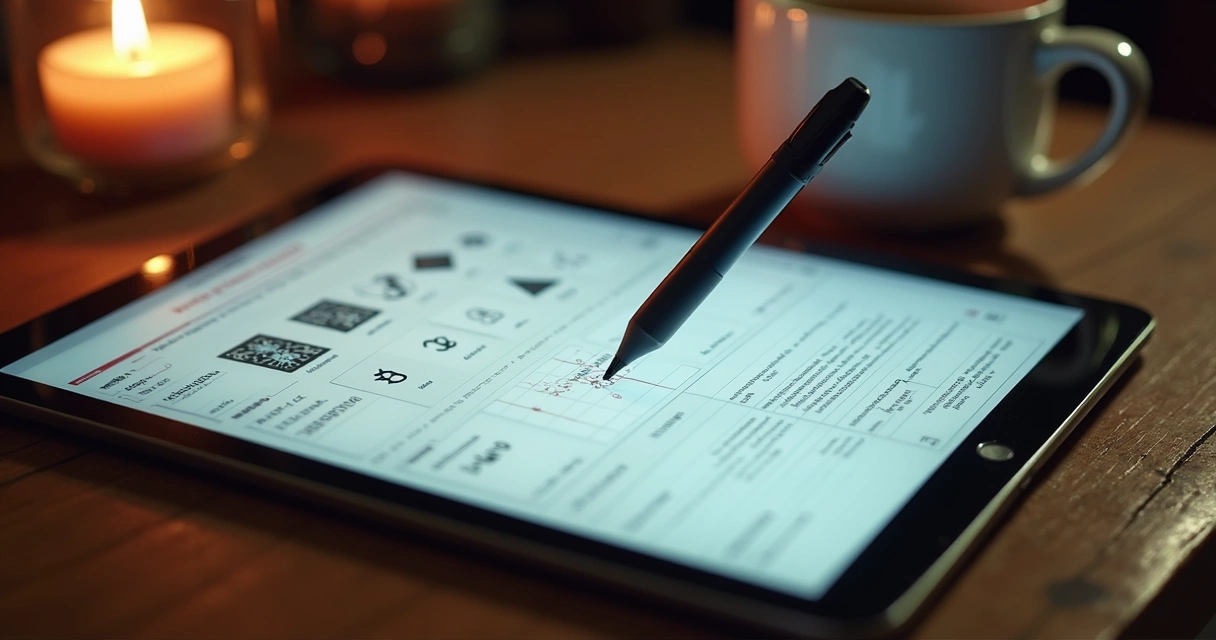 Digital rune reading interface on a tablet