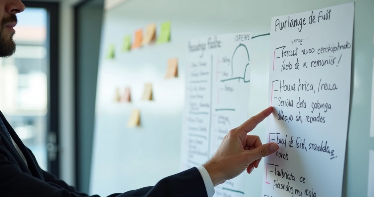 Quadro branco com linha do tempo e eventos jurídicos 