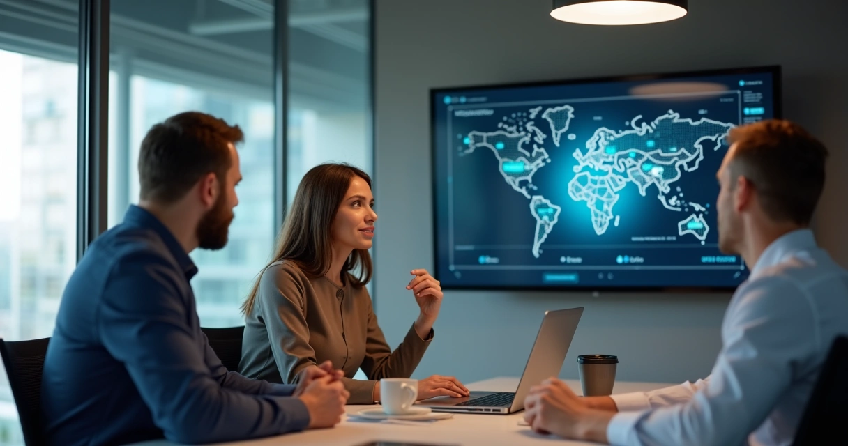 Profissional relatando experiência pessoal com fundo relacionado a IA 