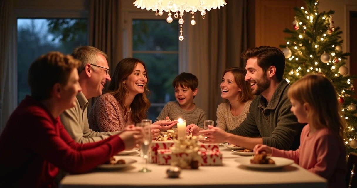 Família reunida comemorando Natal em casa 