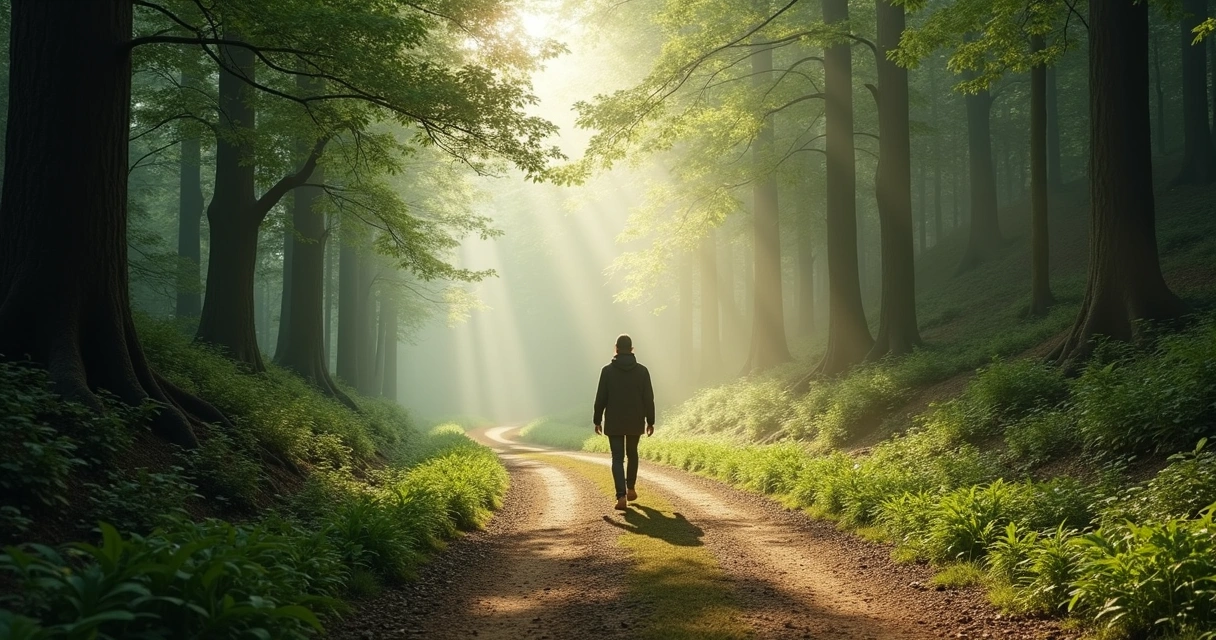 Pessoa caminhando em ambiente natural