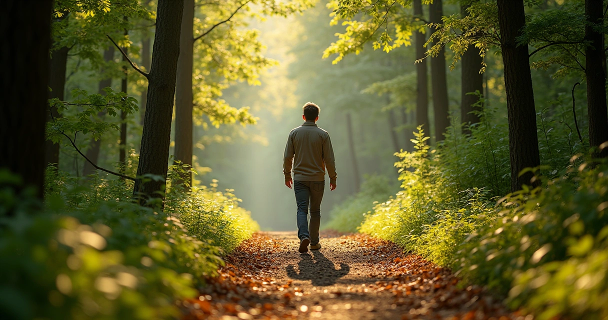 Pessoa caminhando na natureza praticando mindfulness