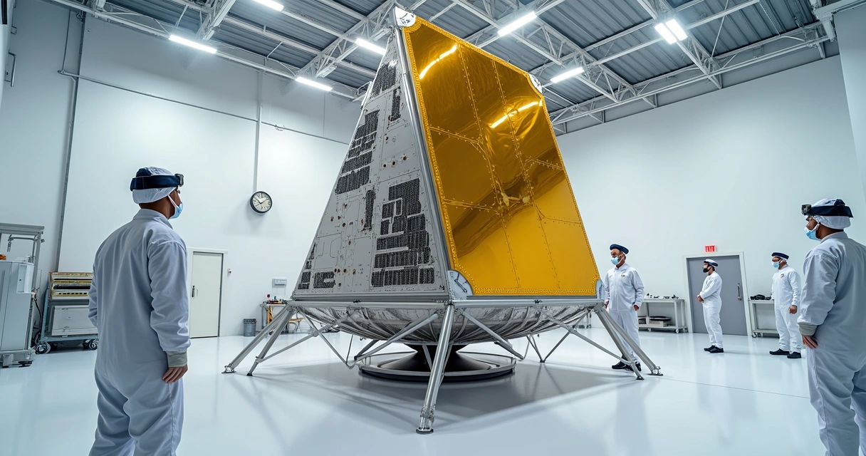 Nave Plato montada com escudo solar e painéis solares prontos