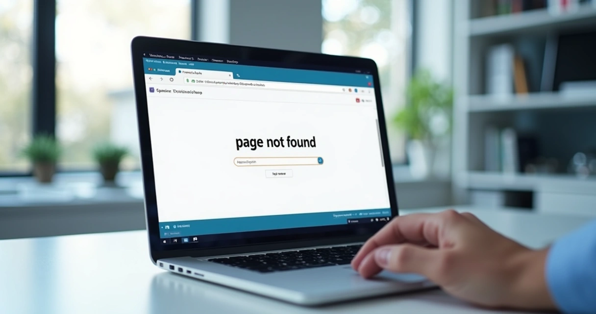 Notebook com aviso de página não encontrada em site médico 