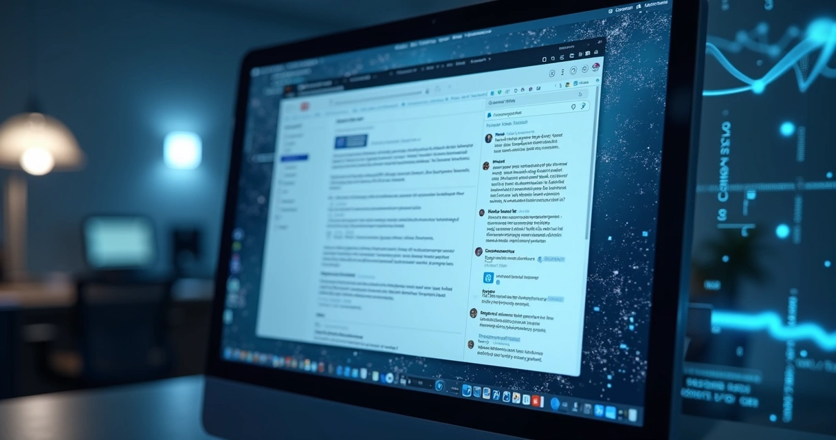Tela de navegador moderno com interface do ChatGPT integrada, mostrando elementos de IA interagindo na web 
