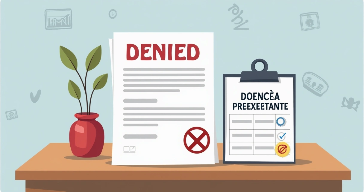 Documento de seguro negado por doença preexistente