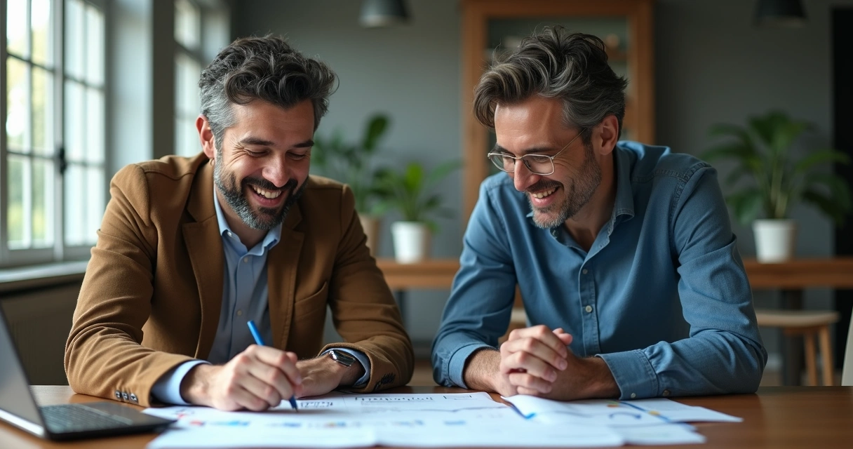 Negociação b2b entre empresários em mesa de reunião 