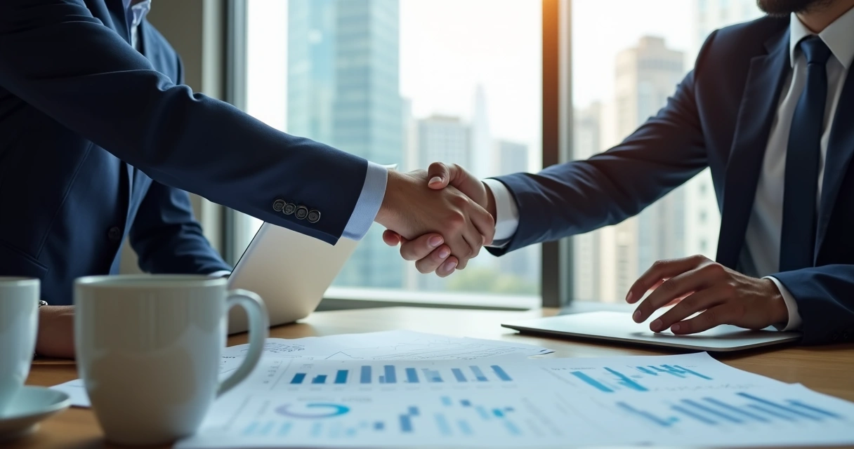 Empresário e contador negociando proposta financeira 