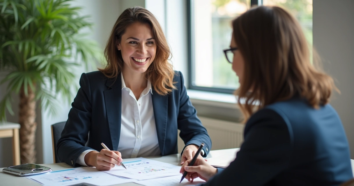 Negociação cordial entre profissional BPO e cliente sentados em mesa no escritório