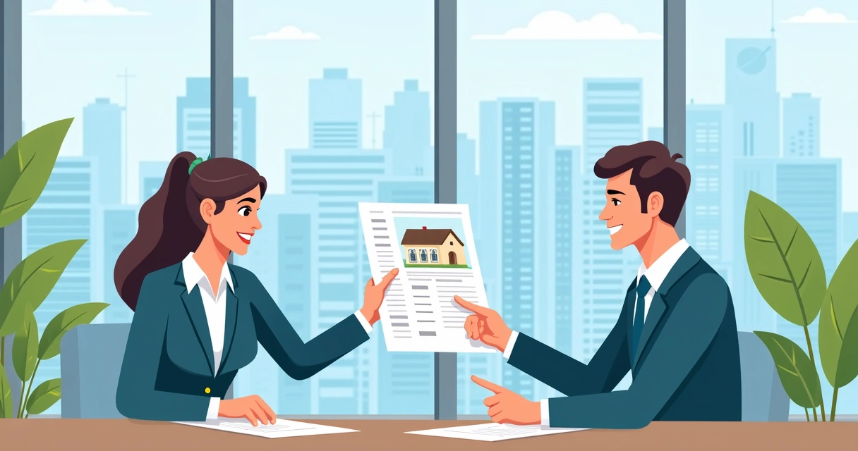 Pessoa negociando compra de imóvel com corretora 