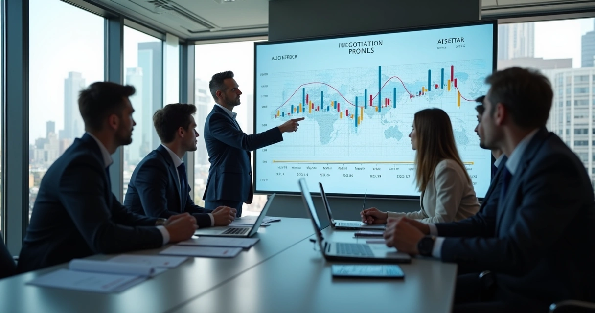 Equipe avaliando dados de construção civil em dashboard digital 