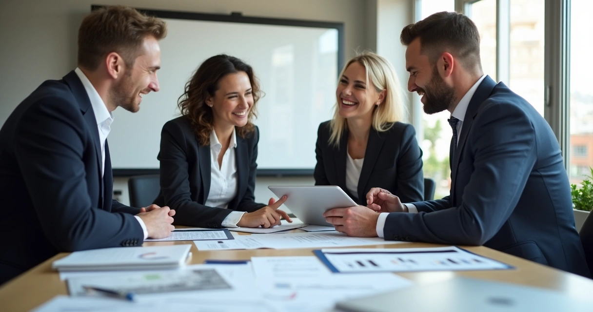 Equipe de negócios negociando contrato de energia 