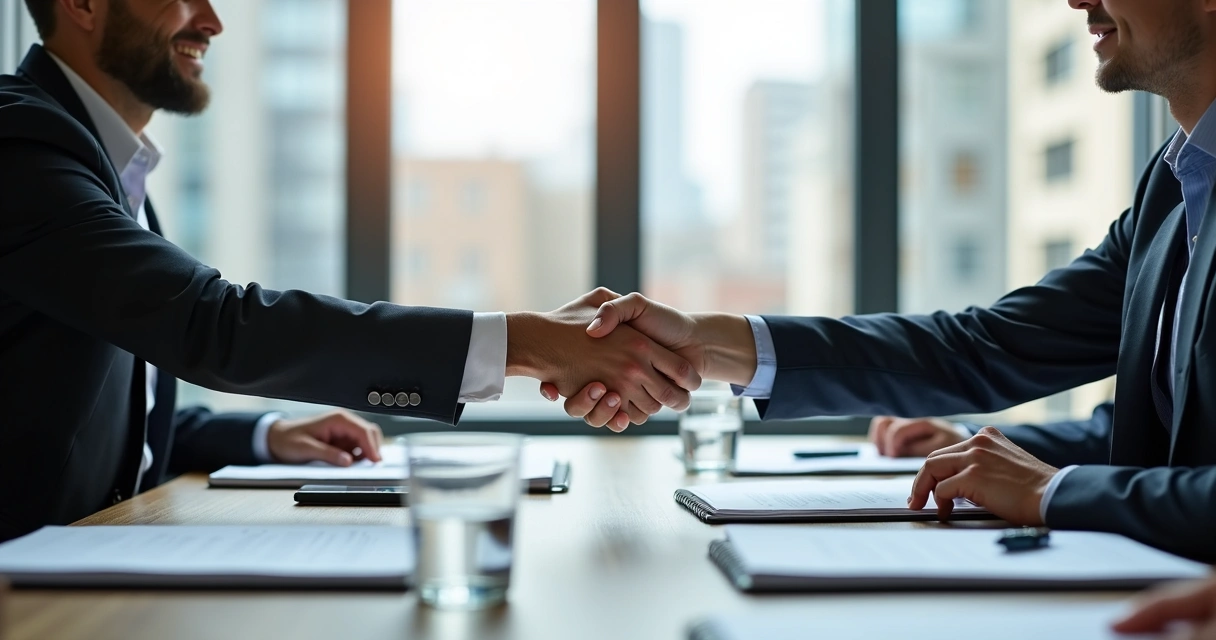 Gestor negociando com fornecedor em escritório 