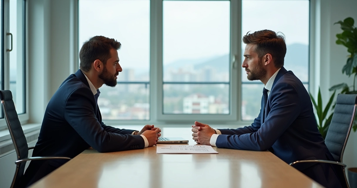 Dois profissionais negociando acordo de cobrança empresarial 
