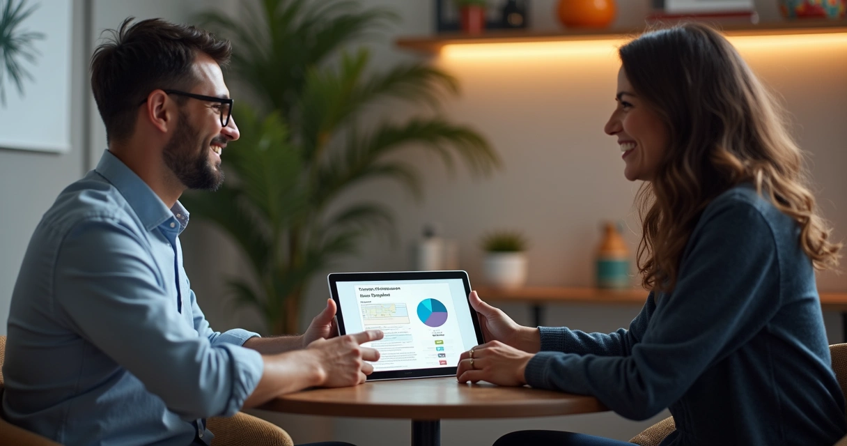 Vendedor apresentando proposta personalizada em reunião 