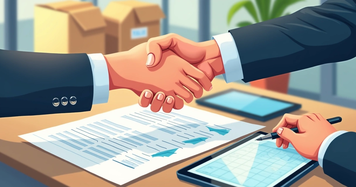 Negociação entre lojistas e fornecedor em ambiente profissional 