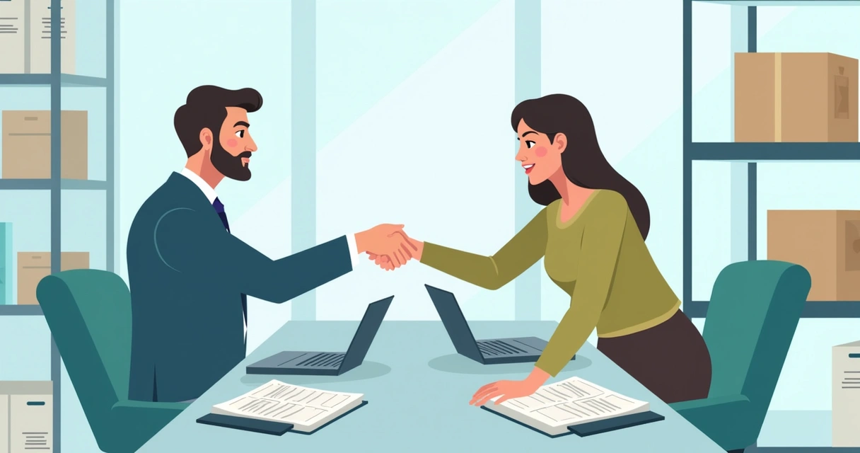 Dois empreendedores negociando com aperto de mão 
