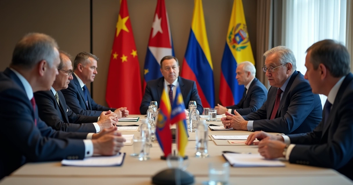 Mesa de negociação com representantes de Venezuela, China, Rússia, Cuba e ONU 