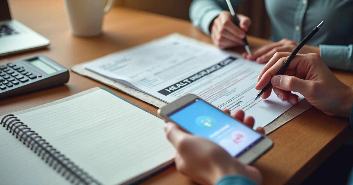 Pessoa segurando documentos e contrato de plano de saúde 