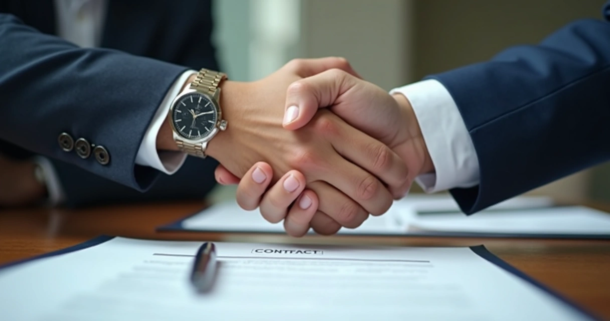 Negociação de preço entre empresário e cliente, aperto de mãos 