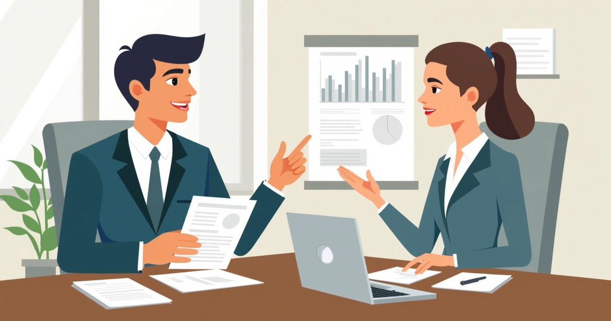 Negociação de escopo de serviço entre duas pessoas analisando contrato 