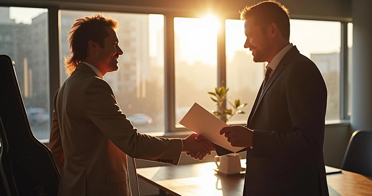 Artista de música negociando cachê com cliente 