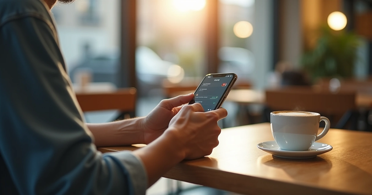 Pessoa segura celular com aplicativo bancário aberto mostrando chat de negociação de tarifas 