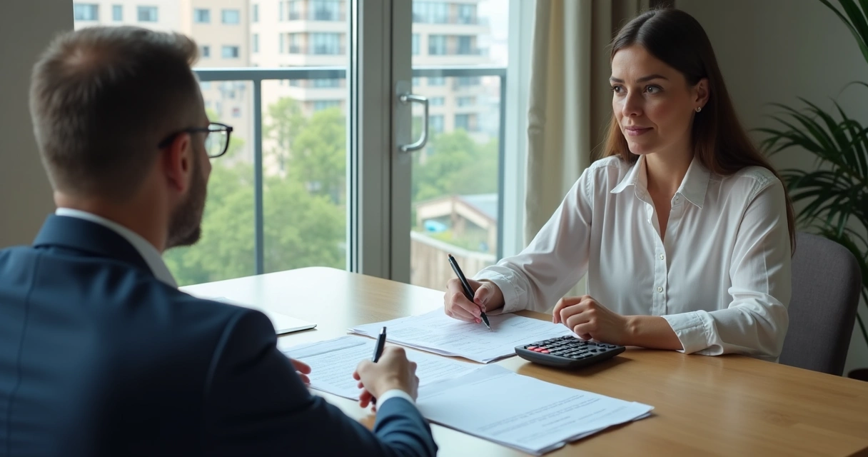 Negociação de taxas atrasadas em mesa de reunião