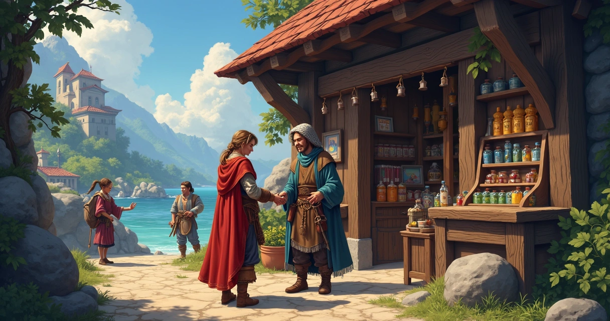 Jogadores negociando perto do depot em Tibia 