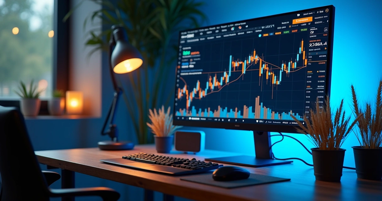 Tela de computador com gráfico de preços do trigo e dados em tempo real 