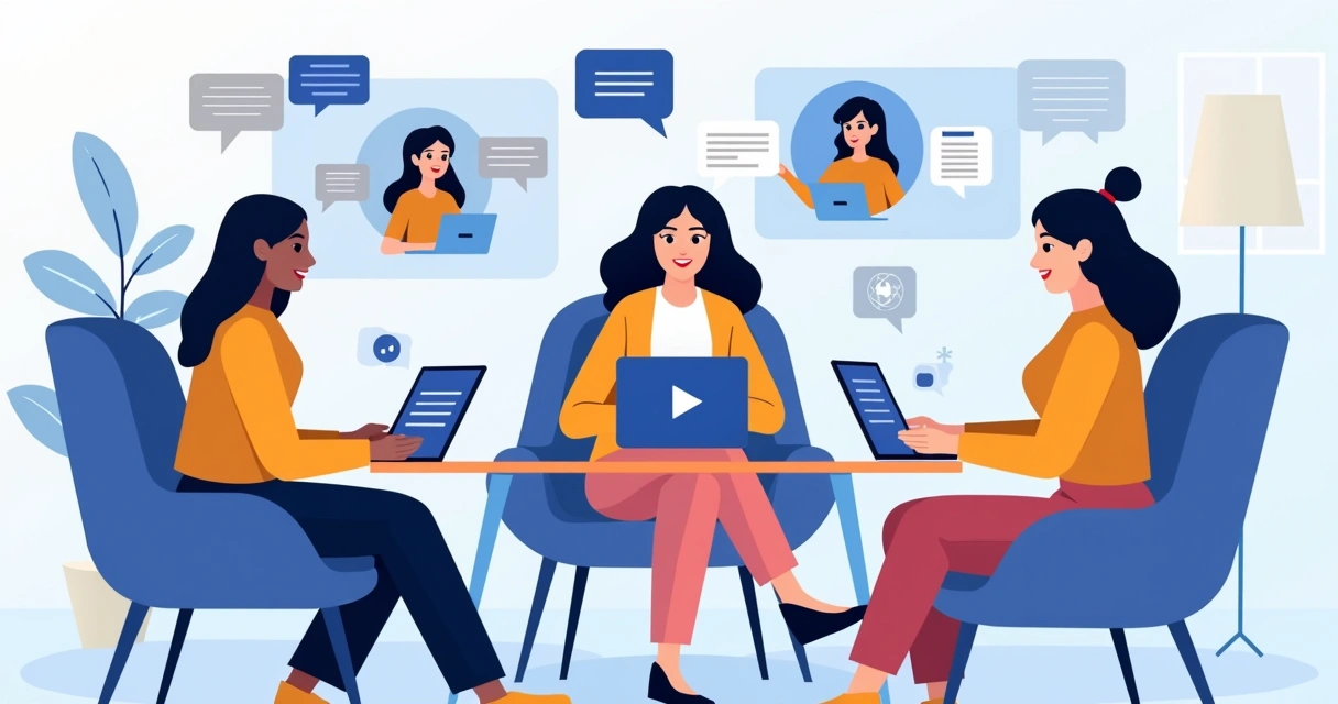 Clube de assinatura digital com mulheres interagindo online 