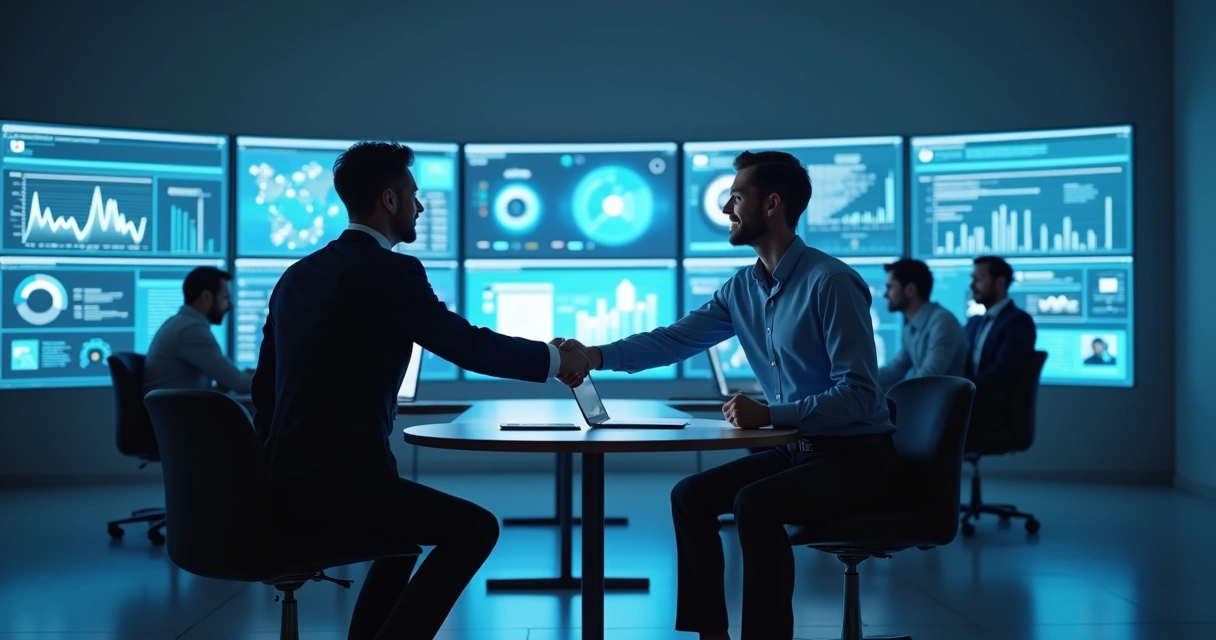 Representação visual de empresas negociando digitalmente 