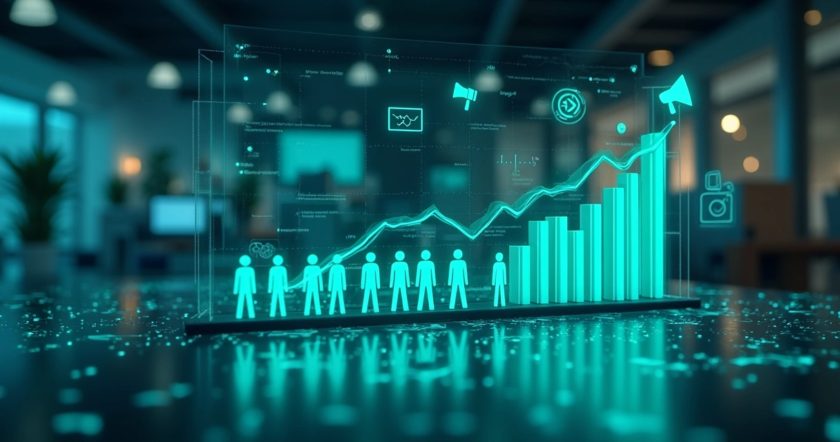 Negócio digital em evolução com gráficos subindo 