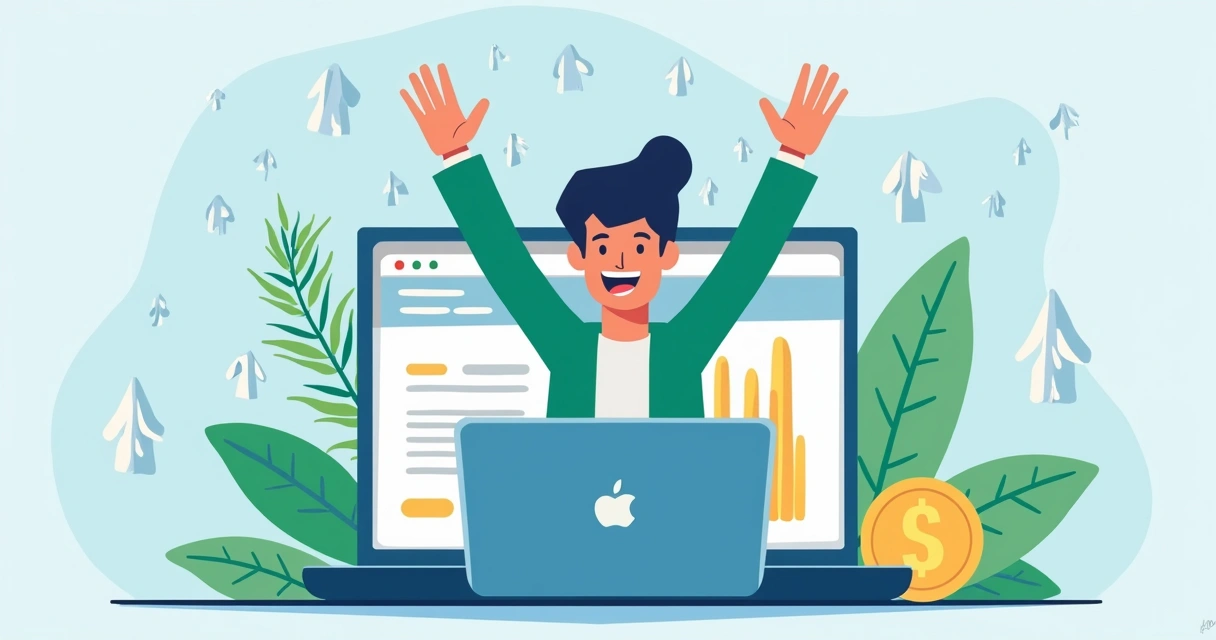 Empreendedor digital comemorando sucesso com site ágil 