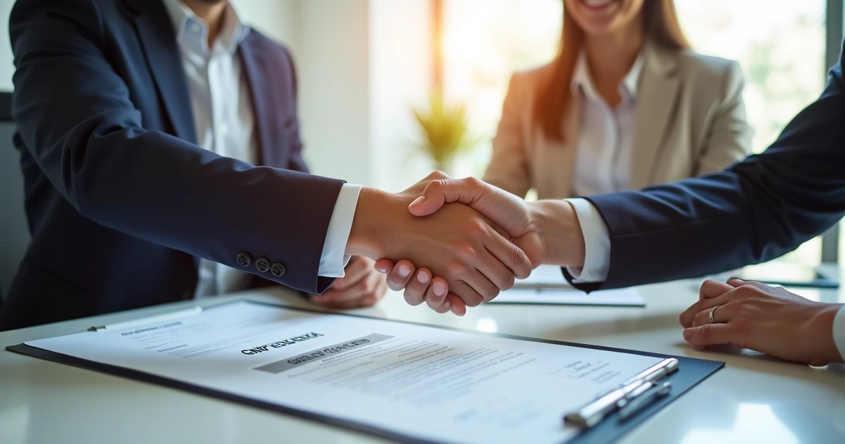 Empresários comemorando contrato e CNPJ válido 