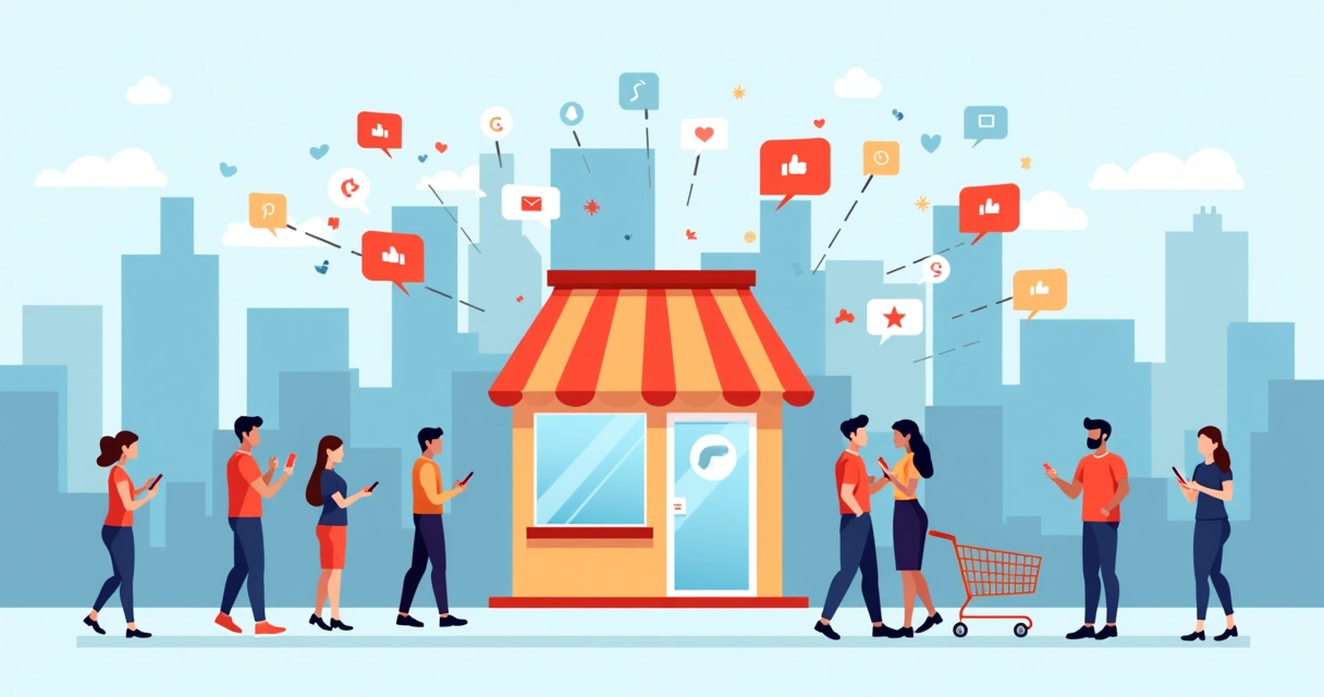 Loja local com destaque para compartilhamentos digitais nas redes sociais 