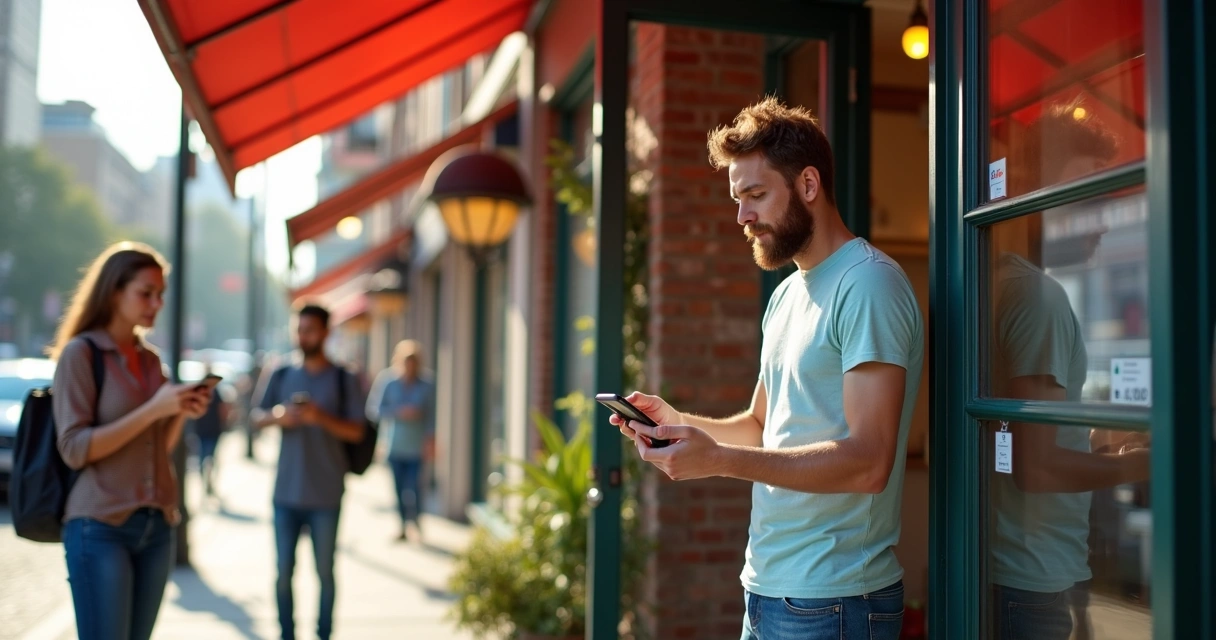 Pequeno negócio local recebendo interação nas redes sociais 