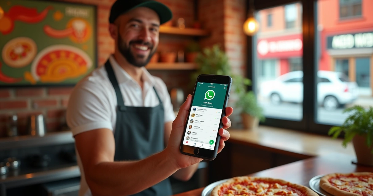 Dono de pequena pizzaria envia promoções no WhatsApp para clientes