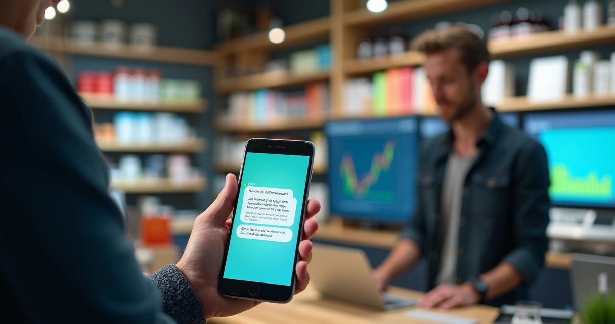 Vendedor usando WhatsApp em loja para vender e atender clientes com IA 