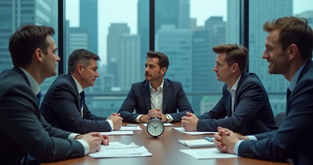 People in a negotiation room showing subtle body language tension