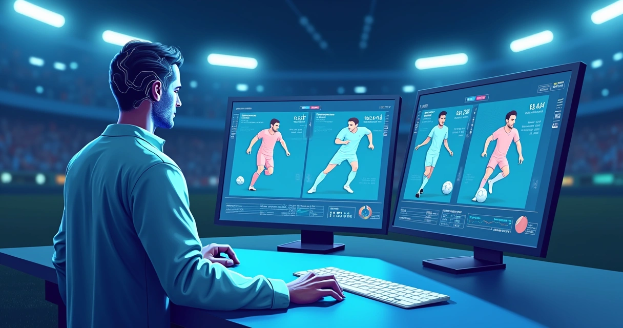 Representação digital do Neo analisando partidas de futebol 